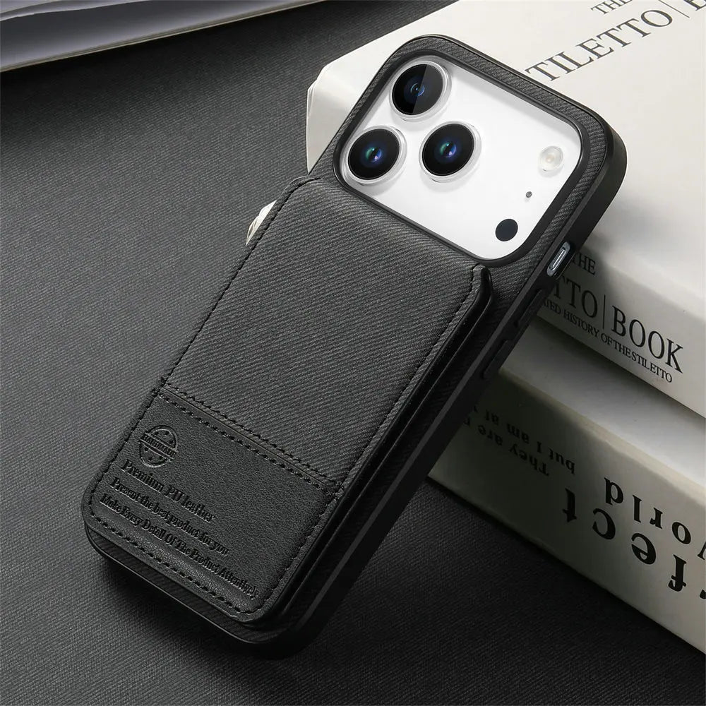 Luxury Leather Card RFID Coque For iPhone 17 Series
