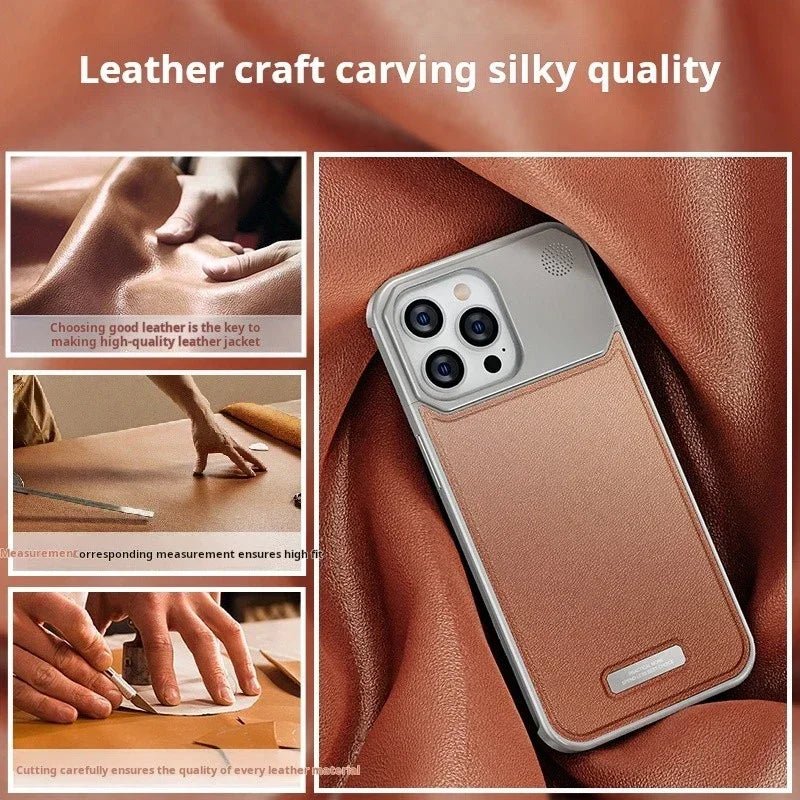 Luxury Leather Metal Magnetic Aluminum Fragrance Phone Case For iPhone 16 15 14 Series