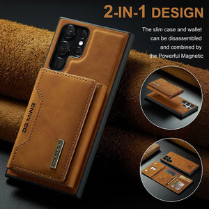 Luxury Magnetic Leather All - inclusive Protective Cover With Card Holder For Galaxy S25 S24 S23 S22 Series