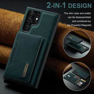 Luxury Magnetic Leather All - inclusive Protective Cover With Card Holder For Galaxy S25 S24 S23 S22 Series