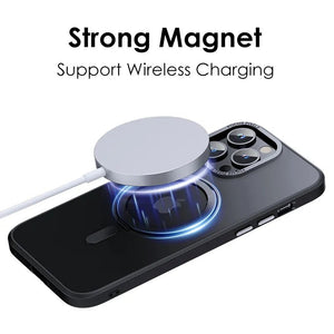 Luxury Magnetic Stand 360° Rotation Ring Holder Transparent Matte Case For iPhone 16 15 14 Series