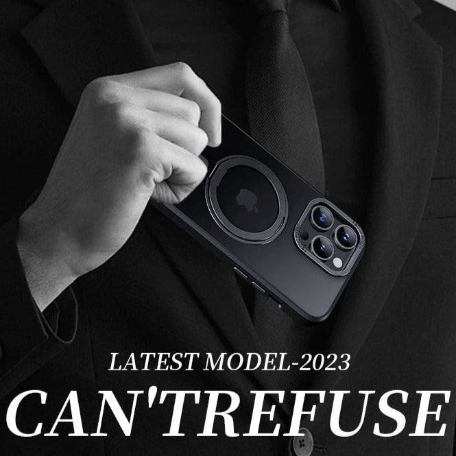 Luxury Magnetic Stand 360° Rotation Ring Holder Transparent Matte Case For iPhone 16 15 14 Series