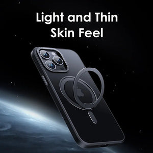Luxury Magnetic Stand 360° Rotation Ring Holder Transparent Matte Case For iPhone 16 15 14 Series