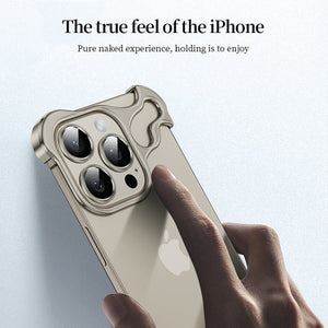 Luxury Titanium Irregular Case With Lens Protector For iPhone 16 15 14 13 Series