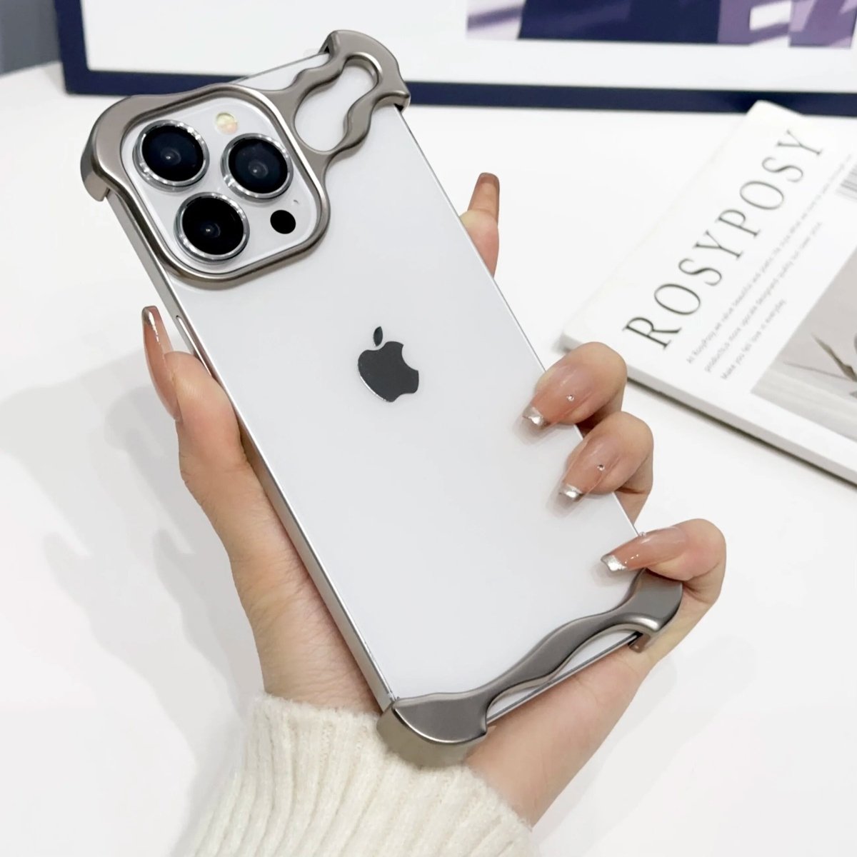 Luxury Titanium Irregular Case With Lens Protector For iPhone 16 15 14 13 Series