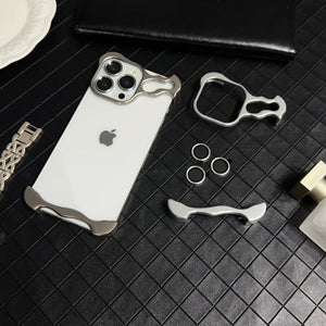 Luxury Titanium Irregular Case With Lens Protector For iPhone 16 15 14 13 Series
