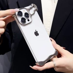 Luxury Titanium Irregular Case With Lens Protector For iPhone 16 15 14 13 Series