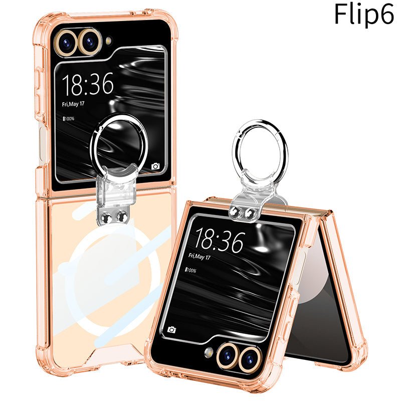 Magnetic All - included Shockproof Phone Cover With Ring Holder For Galaxy Z Flip 7/6/5/4