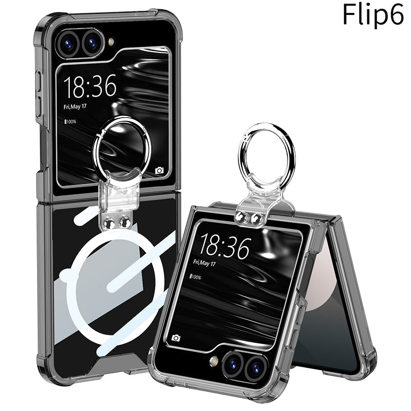 Magnetic All - included Shockproof Phone Cover With Ring Holder For Galaxy Z Flip 7/6/5/4