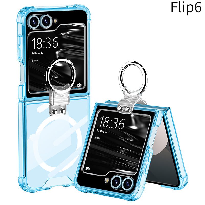 Magnetic All - included Shockproof Phone Cover With Ring Holder For Galaxy Z Flip 7/6/5/4