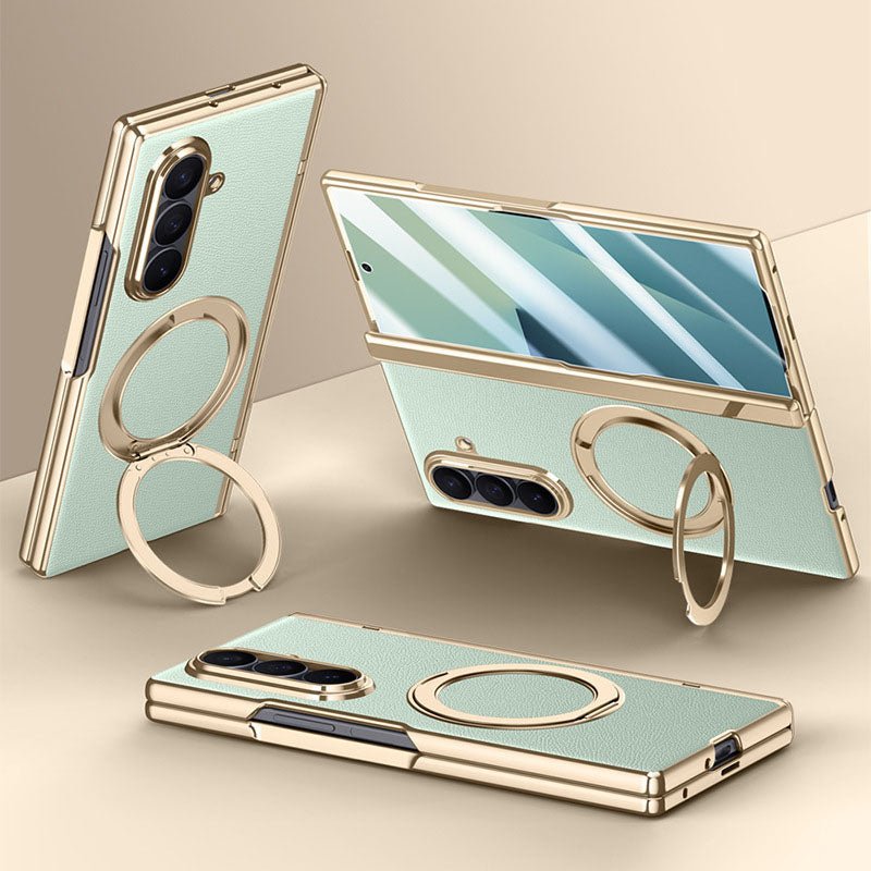 Magnetic Bracket Leather Phone Case With Back Screen Film For Galaxy Z Fold7