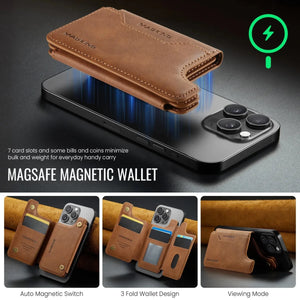 Magnetic Card Pocket Leather Phone Stand Holder for iPhone 17 Series