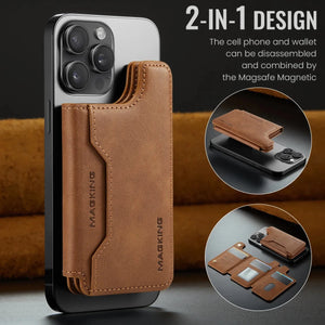 Magnetic Card Pocket Leather Phone Stand Holder for iPhone 17 Series