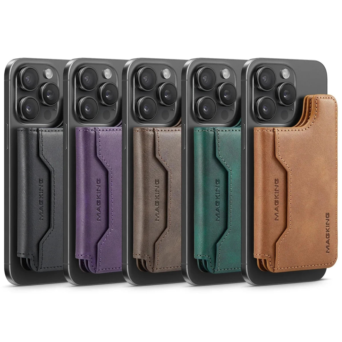 Magnetic Card Pocket Leather Phone Stand Holder for iPhone 17 Series