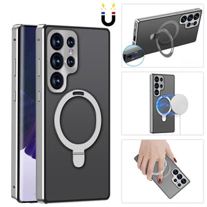 Magnetic Double - Sided Protection Metal Frame Phone Case With Invisible MagSafe Bracket For Galaxy/iPhone