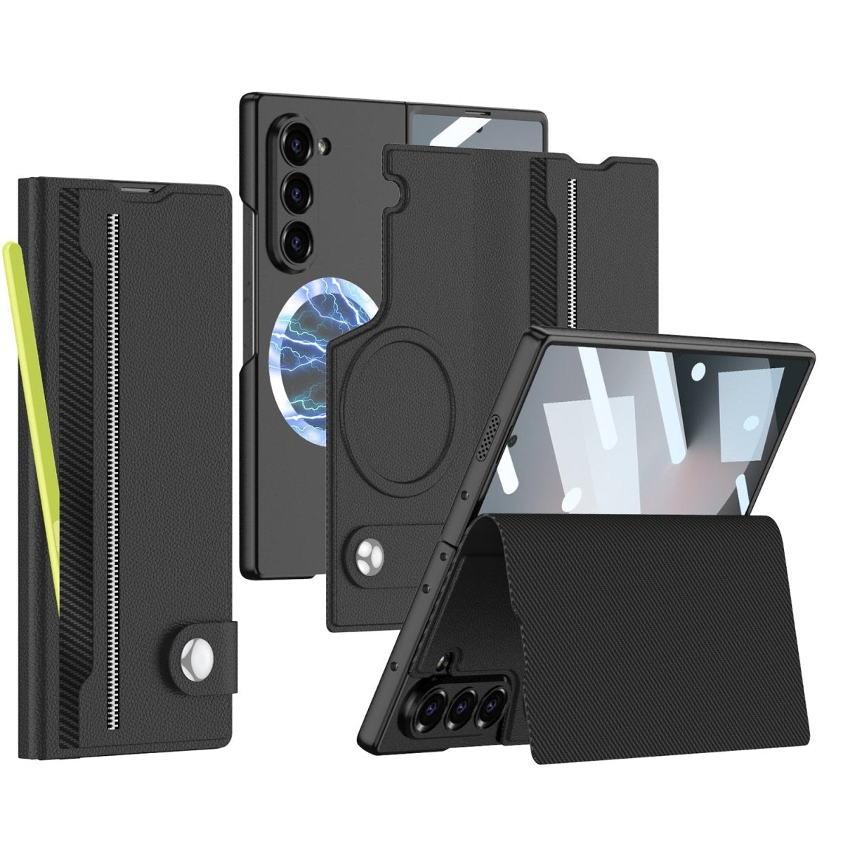 Magnetic Flip Leather Cover Card Holder Anti - Fall Shockproof Phone Case For Galaxy Z Fold 7/6/5