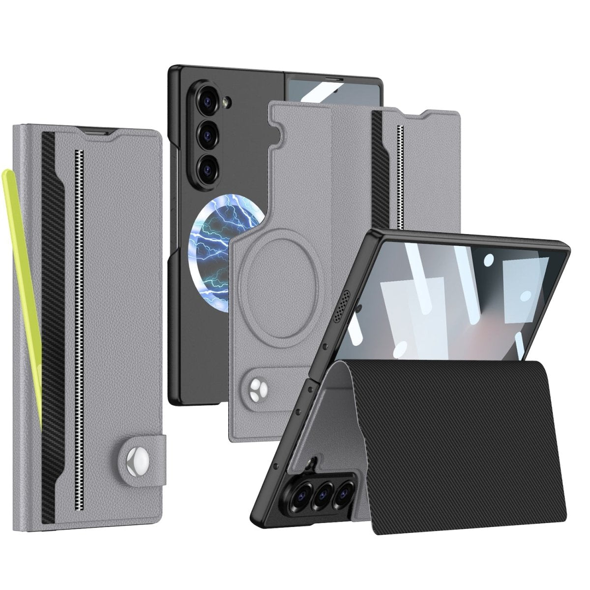 Magnetic Flip Leather Cover Card Holder Anti - Fall Shockproof Phone Case For Galaxy Z Fold 7/6/5