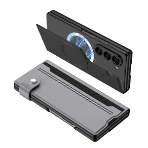 Magnetic Flip Leather Cover Card Holder Anti - Fall Shockproof Phone Case For Galaxy Z Fold 7/6/5