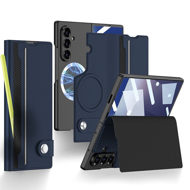 Magnetic Flip Leather Cover Card Holder Anti - Fall Shockproof Phone Case For Galaxy Z Fold 7/6/5