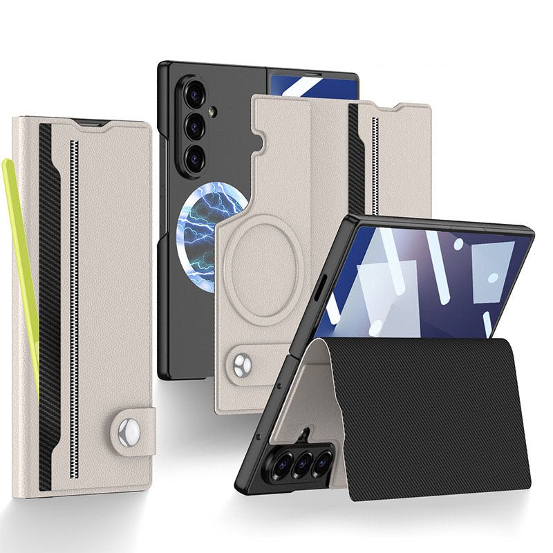 Magnetic Flip Leather Cover Card Holder Anti - Fall Shockproof Phone Case For Galaxy Z Fold 7/6/5