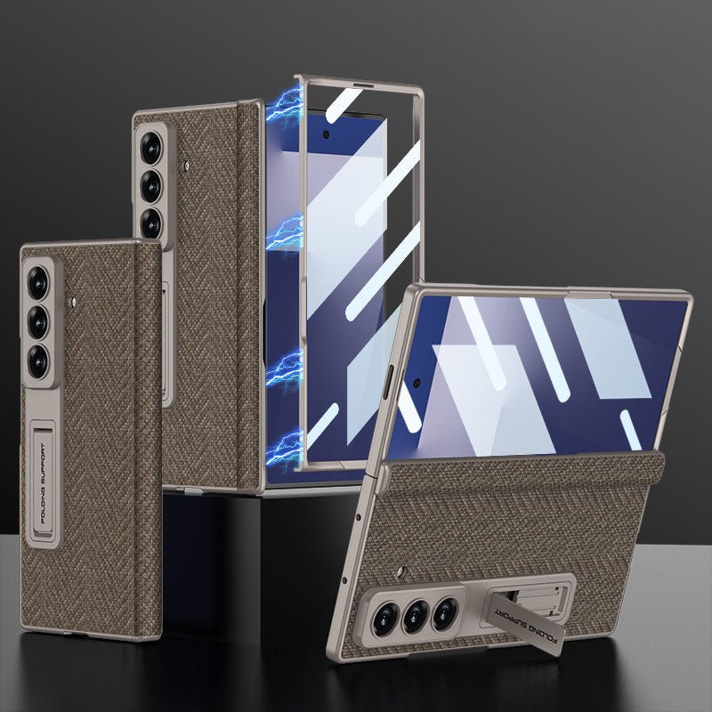 Magnetic Hinge All - included Leather Phone Case With Screen Protector For Galaxy Z Fold 7
