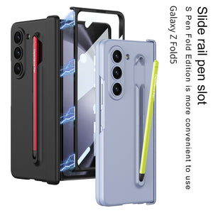 Magnetic Hinge Anti - fall Protective Phone Case With Pen Tray Shell and Film For Galaxy Z Fold5 Fold6 Fold7