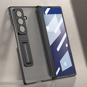 Magnetic Hinge Frosted Phone Case With Bracket & Back Screen Protector For Galaxy Z Fold 7
