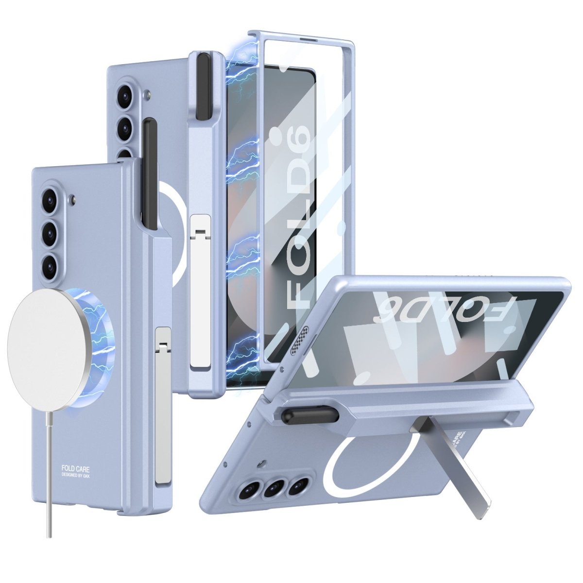 Magnetic Hinge Hidden Bracket All - included Case With Pen Box For Galaxy Z Fold 7/6/5/4/3