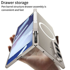 Magnetic Hinge Hidden Bracket All - included Case With Pen Box For Galaxy Z Fold 7/6/5/4/3