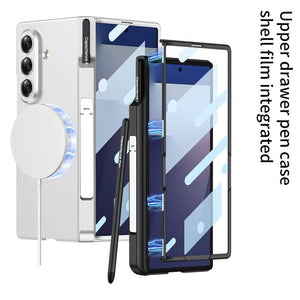 Magnetic Hinge Hidden Bracket All - included Case With Pen Box For Galaxy Z Fold 7/6/5/4/3