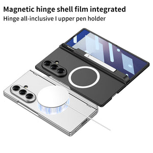 Magnetic Hinge Hidden Bracket All - included Case With Pen Box For Galaxy Z Fold 7/6/5/4/3