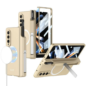 Magnetic Hinge Hidden Bracket All - included Case With Pen Box For Galaxy Z Fold 7/6/5/4/3