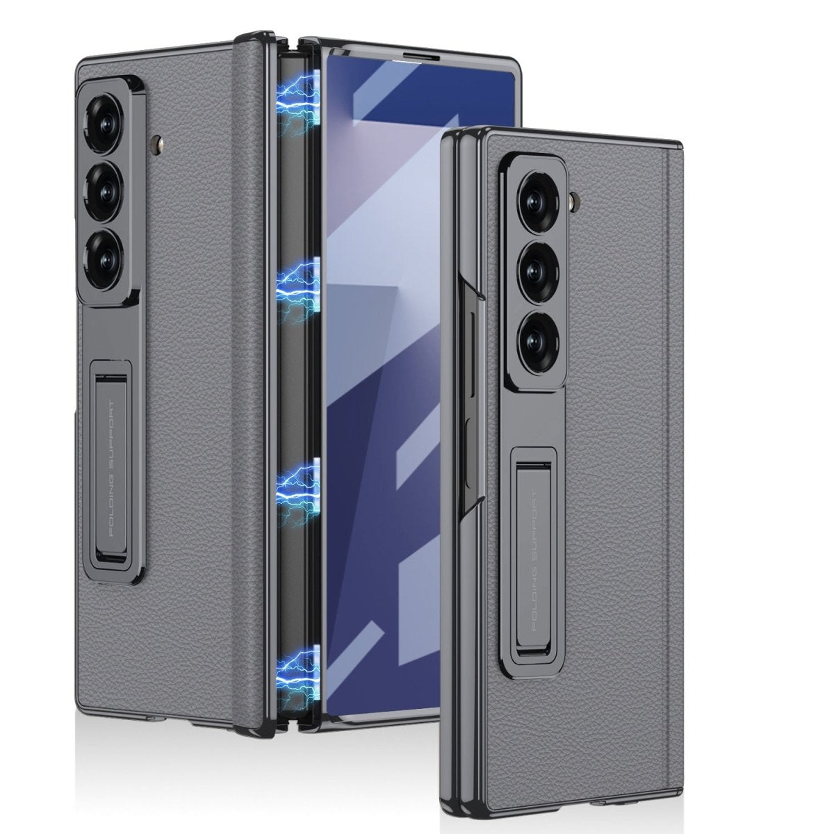 Magnetic Hinge Hidden Bracket All - included Leather Case With Back Screen Protector For Galaxy Z Fold 7/6/5