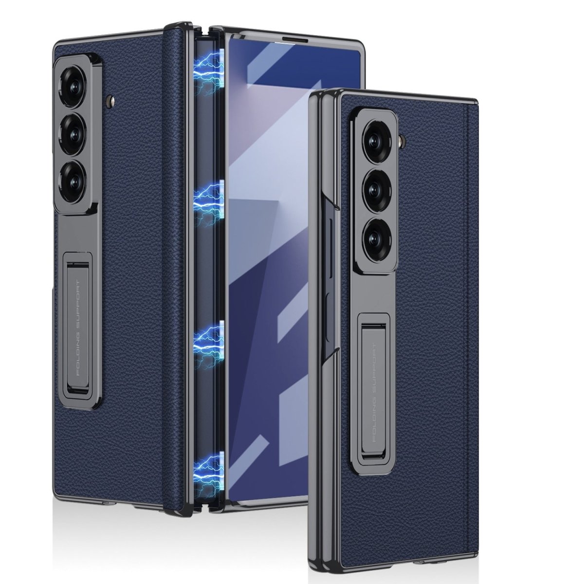 Magnetic Hinge Hidden Bracket All - included Leather Case With Back Screen Protector For Galaxy Z Fold 7/6/5