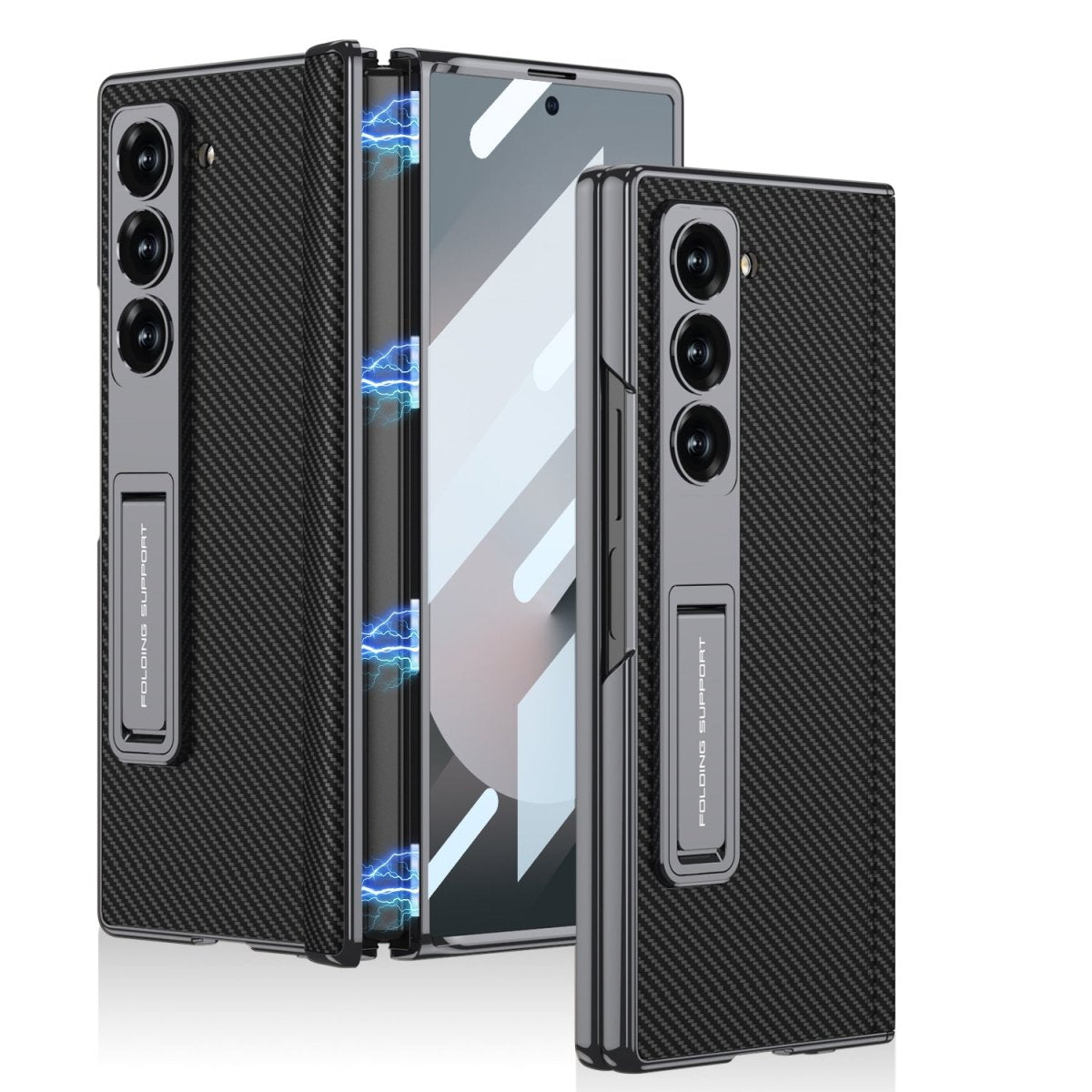 Magnetic Hinge Hidden Bracket All - included Leather Case With Back Screen Protector For Galaxy Z Fold 7/6/5