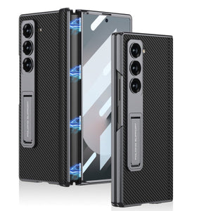Magnetic Hinge Hidden Bracket All - included Leather Case With Back Screen Protector For Galaxy Z Fold 7/6/5