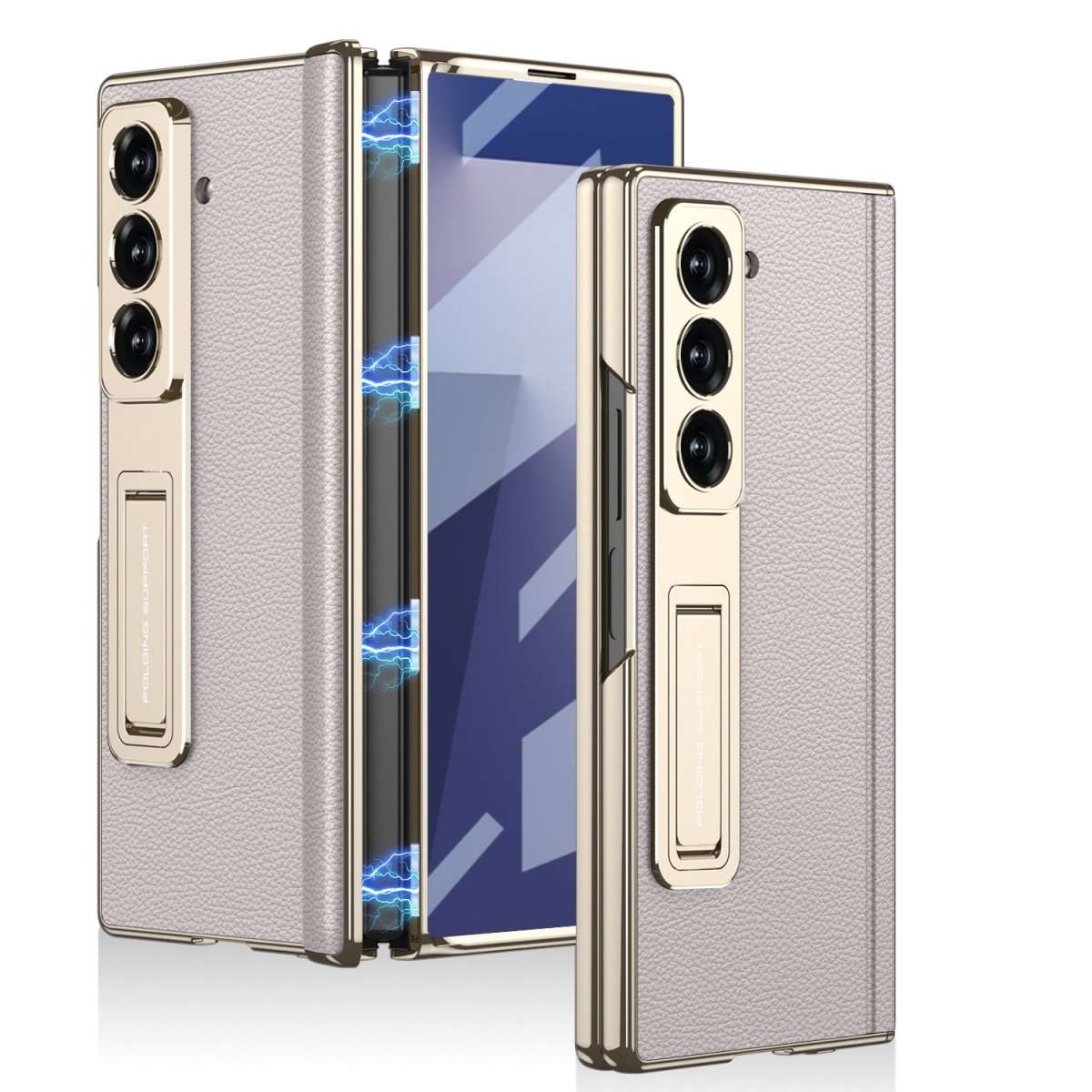 Magnetic Hinge Hidden Bracket All - included Leather Case With Back Screen Protector For Galaxy Z Fold 7/6/5