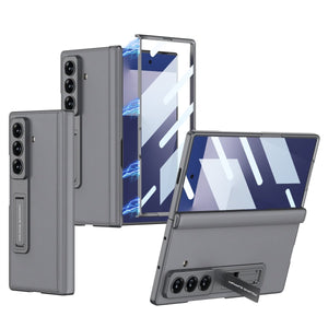 Magnetic Hinge Hidden Bracket All - included Leather Case With Back Screen Protector For Galaxy Z Fold 7/6/5