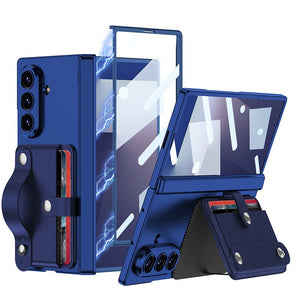 Magnetic Hinge Hidden Bracket All - included Phone Case With Wristband Card Holder For Galaxy Z Fold 7