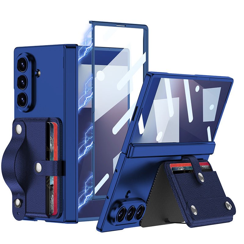 Magnetic Hinge Hidden Bracket All - included Phone Case With Wristband Card Holder For Galaxy Z Fold 7