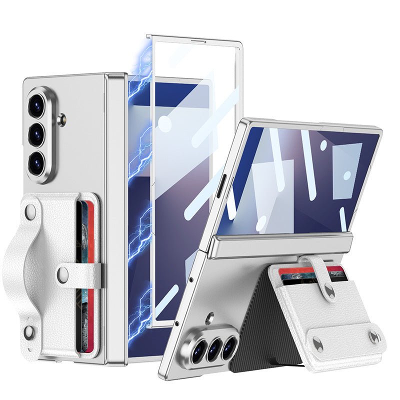 Magnetic Hinge Hidden Bracket All - included Phone Case With Wristband Card Holder For Galaxy Z Fold 7