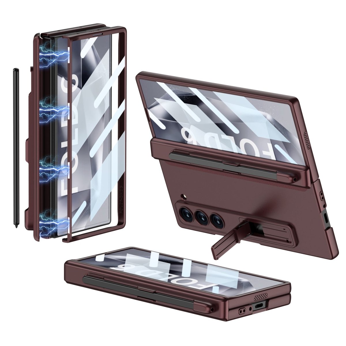 Magnetic Hinge Pen Slot Hidden Bracket All - included Case With Back Screen Protector For Galaxy Z Fold 7/6/5/4/3