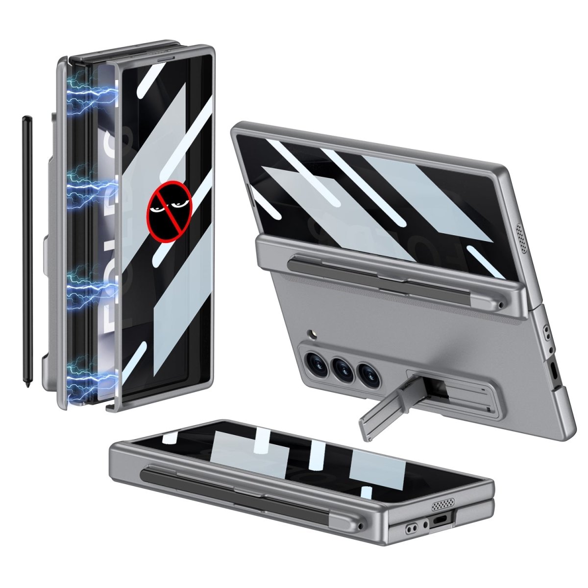 Magnetic Hinge Pen Slot Hidden Bracket All - included Case With Back Screen Protector For Galaxy Z Fold 7/6/5/4/3
