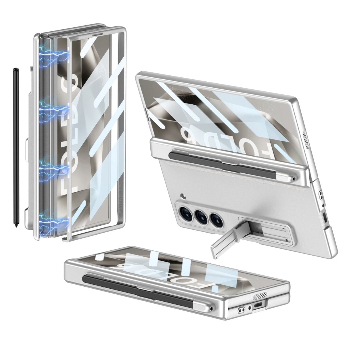 Magnetic Hinge Pen Slot Hidden Bracket All - included Case With Back Screen Protector For Galaxy Z Fold 7/6/5/4/3