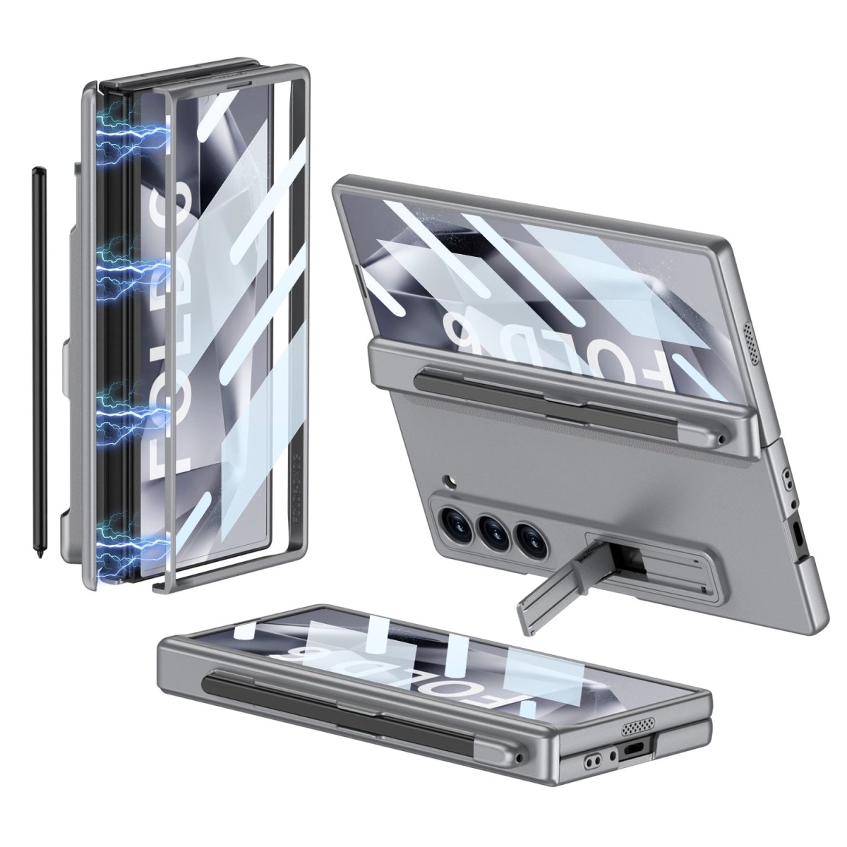 Magnetic Hinge Pen Slot Hidden Bracket All - included Case With Back Screen Protector For Galaxy Z Fold 7/6/5/4/3