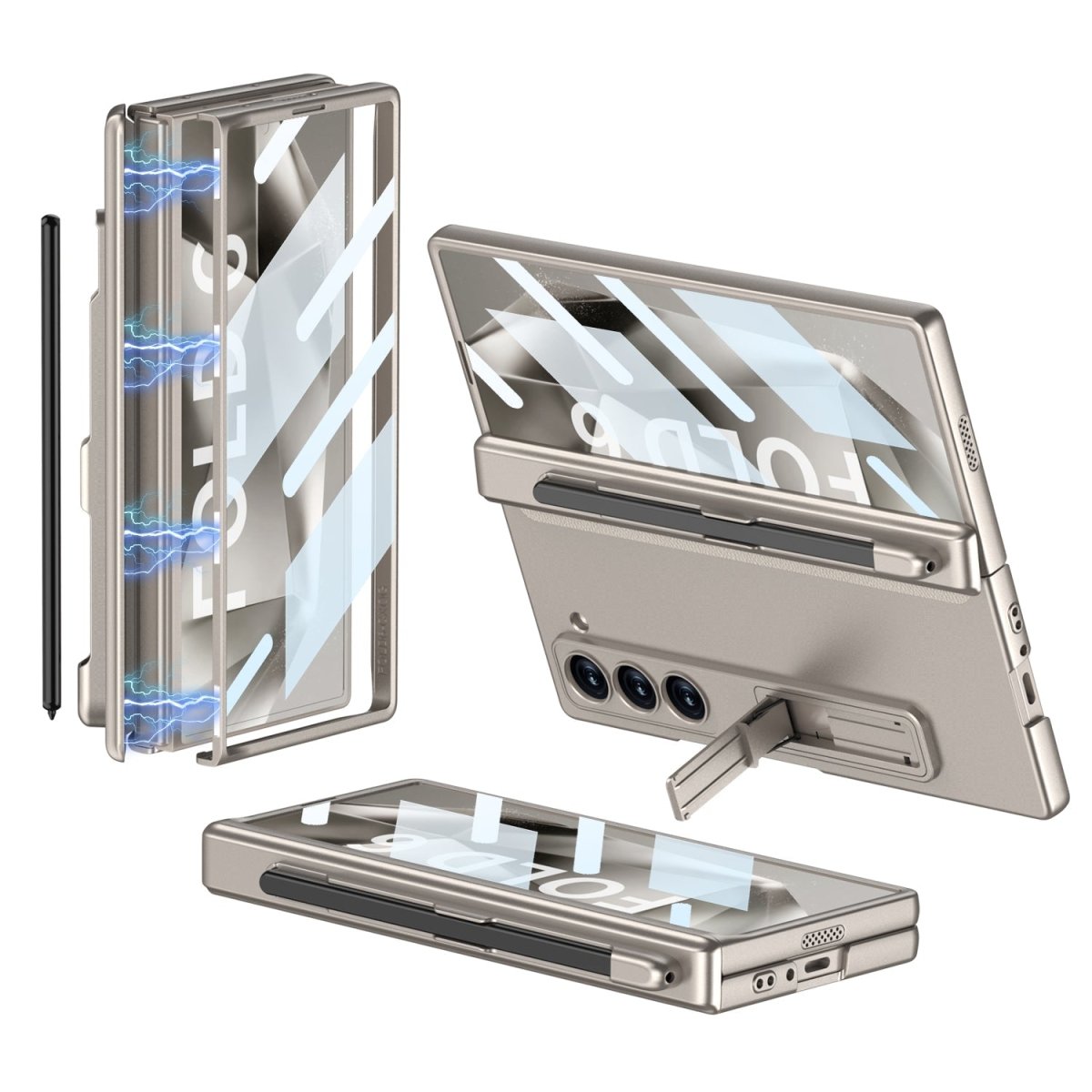 Magnetic Hinge Pen Slot Hidden Bracket All - included Case With Back Screen Protector For Galaxy Z Fold 7/6/5/4/3