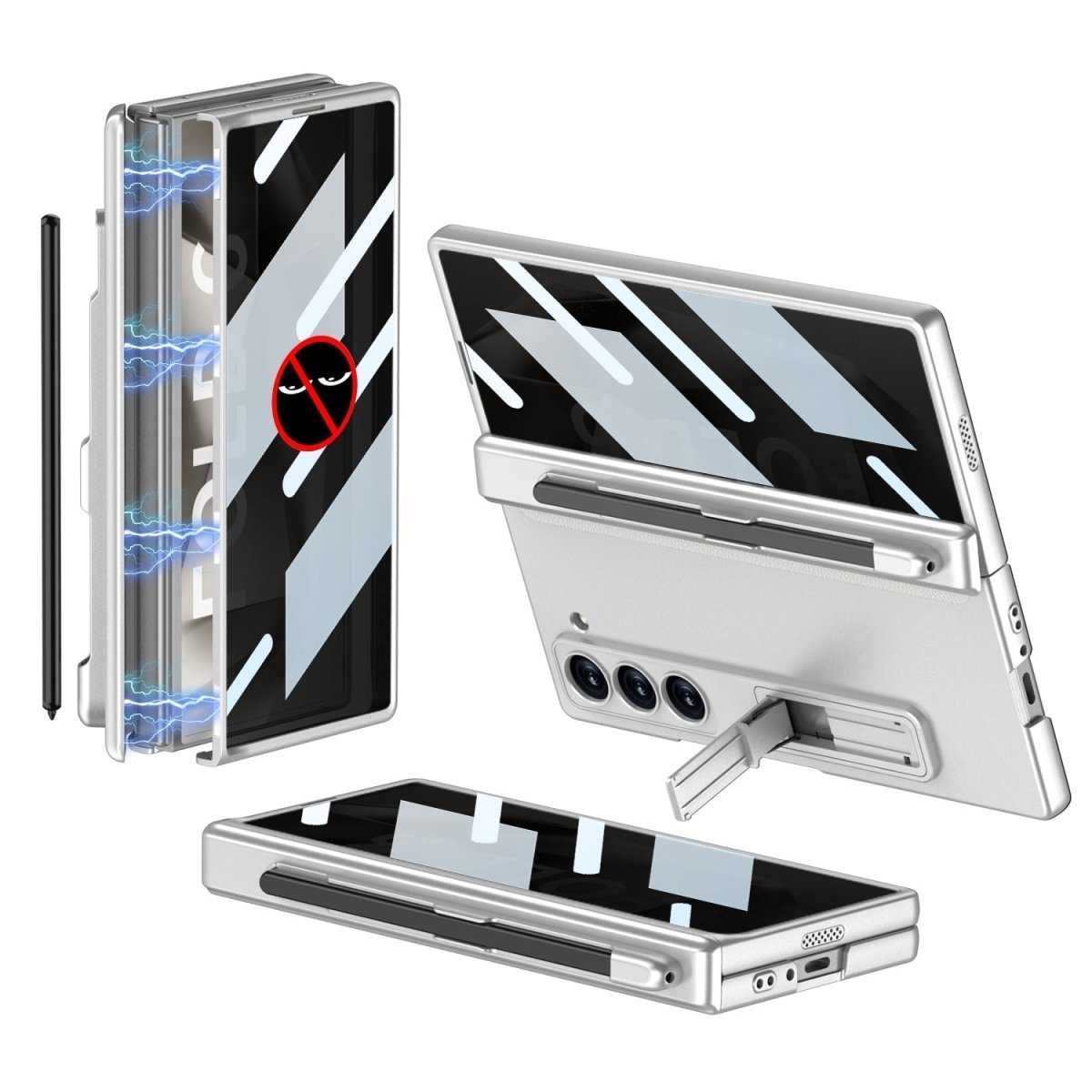 Magnetic Hinge Pen Slot Hidden Bracket All - included Case With Back Screen Protector For Galaxy Z Fold 7/6/5/4/3