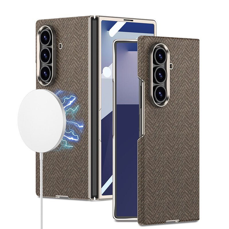 Magnetic Magsafe Leather Phone Case With Back Screen Glass For Galaxy Z Fold 7