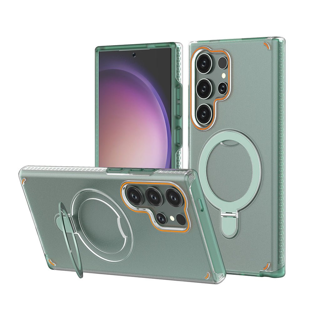 Magnetic Rotating Bracket Clear Phone Case For Galaxy