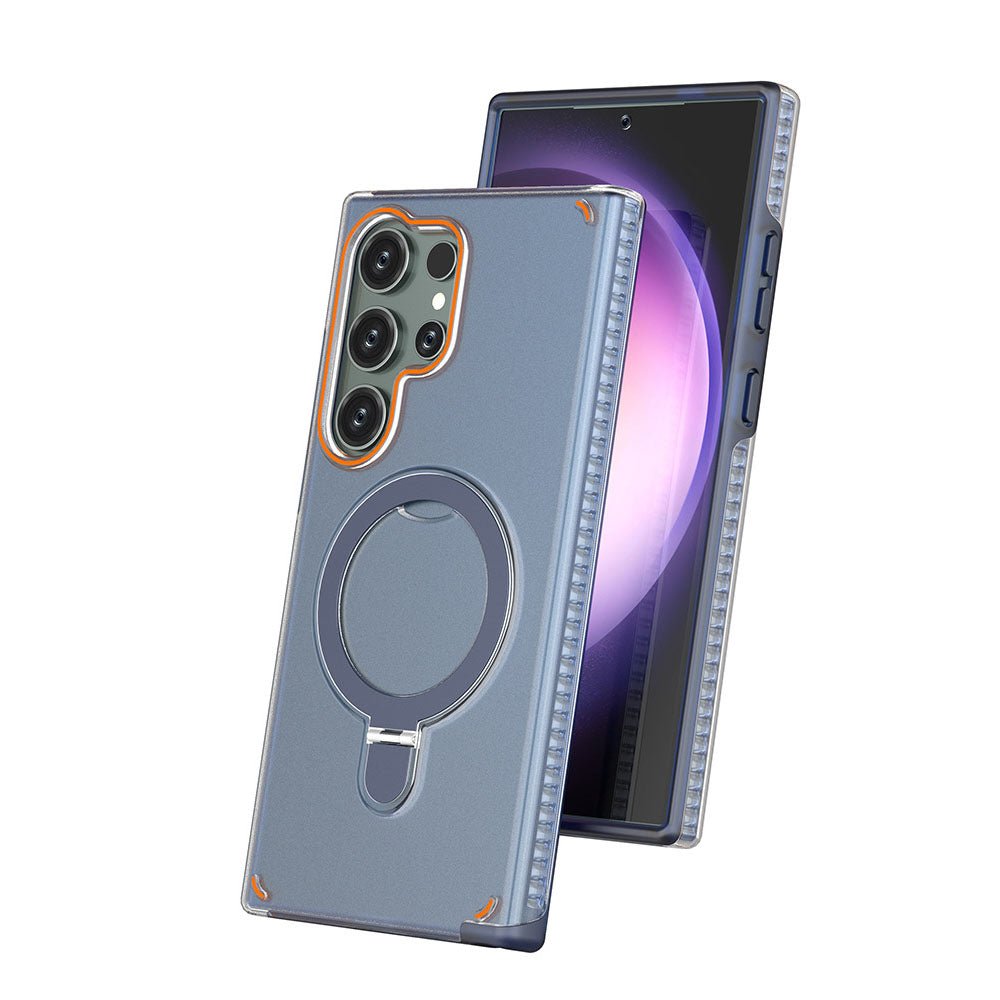 Magnetic Rotating Bracket Clear Phone Case For Galaxy